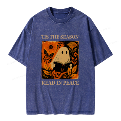 Pagewings Tis The Season Read In Peace Unisex Washed T-shirt