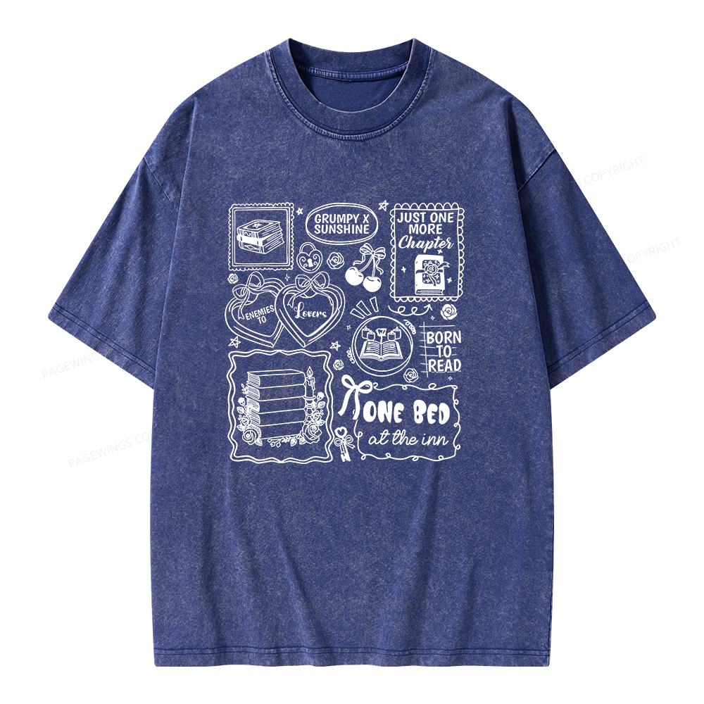 Pagewings Romance Book Lover Unisex Washed T-shirt