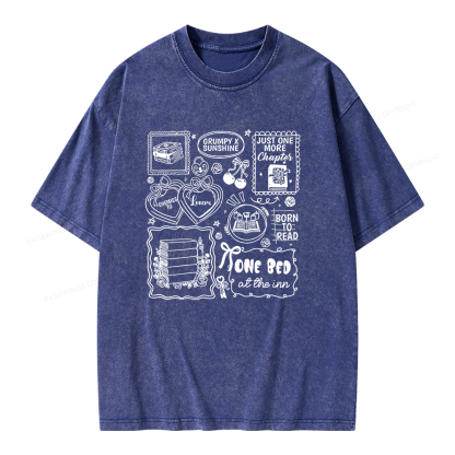 Pagewings Romance Book Lover Unisex Washed T-shirt