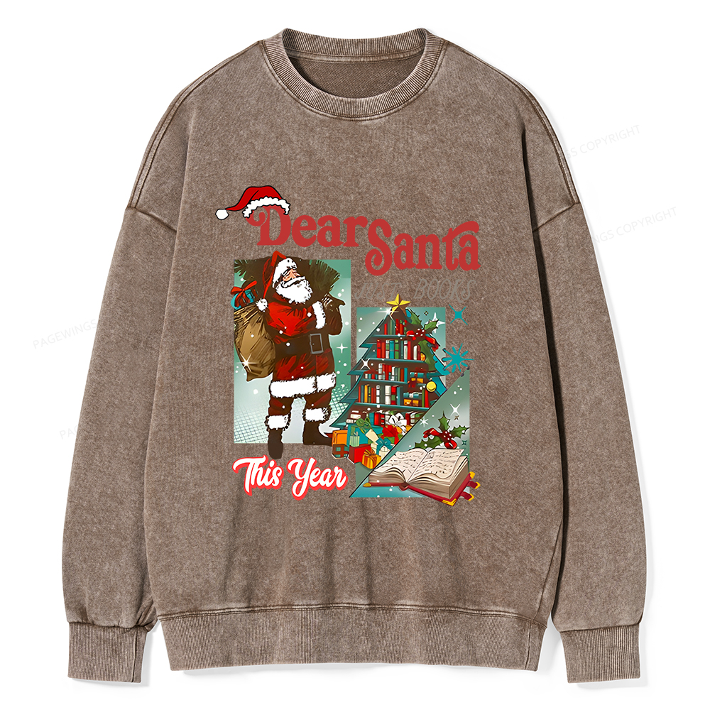 Pagewings Christmas Santa Reader Holiday Unisex Washed Sweatshirt