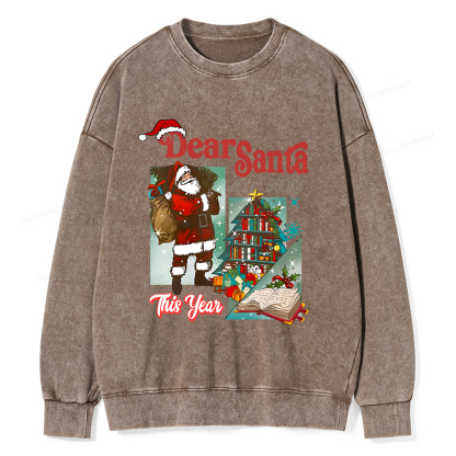 Pagewings Christmas Santa Reader Holiday Unisex Washed Sweatshirt