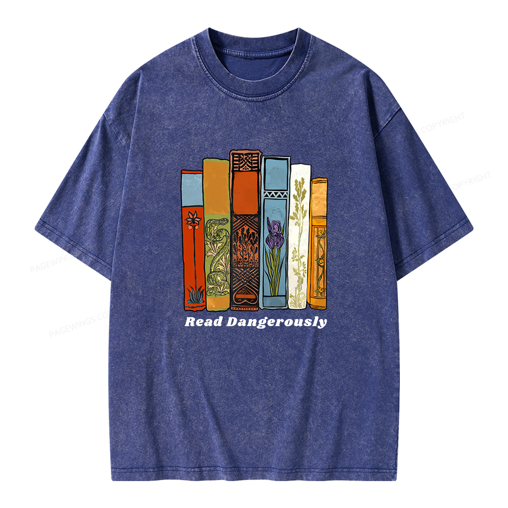 Pagewings Read Dangerously Unisex Washed T-shirt