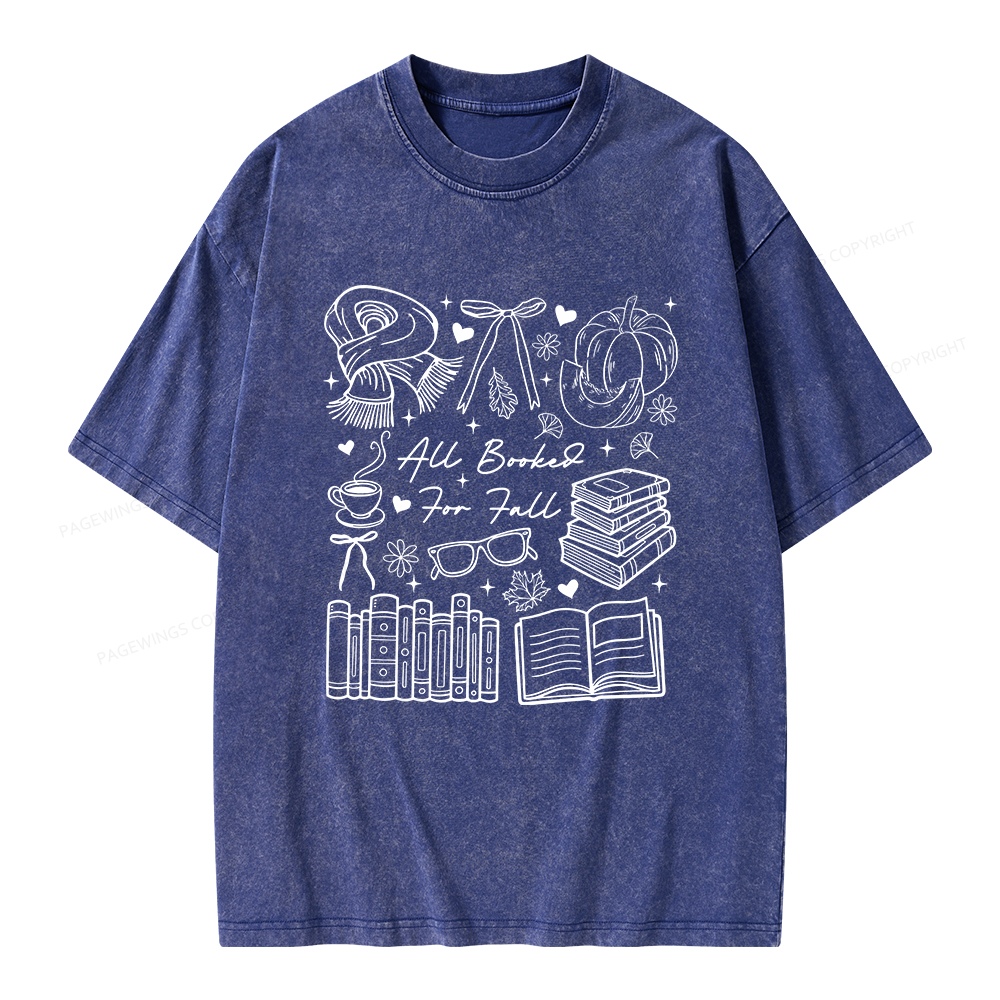 Pagewings All Booked for Fall Unisex Washed T-shirt