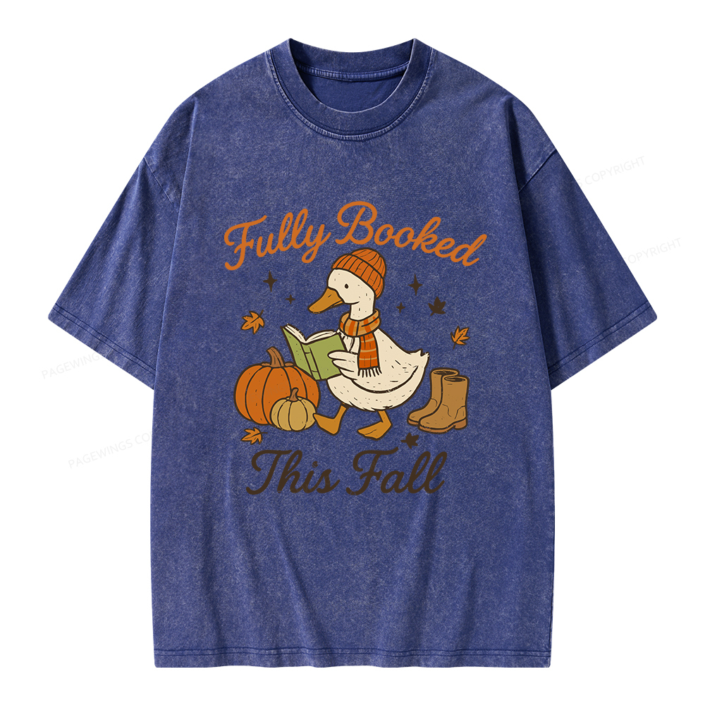 Pagewings Fully Booked This Fall Unisex Washed T-shirt
