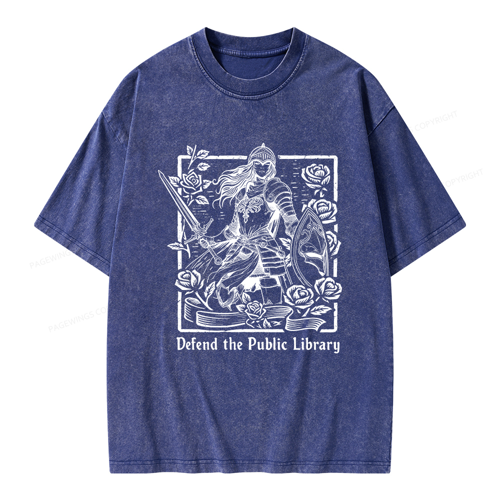 Pagewings Defend The Public Library Unisex Washed T-shirt