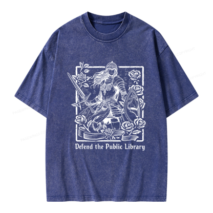 Pagewings Defend The Public Library Unisex Washed T-shirt