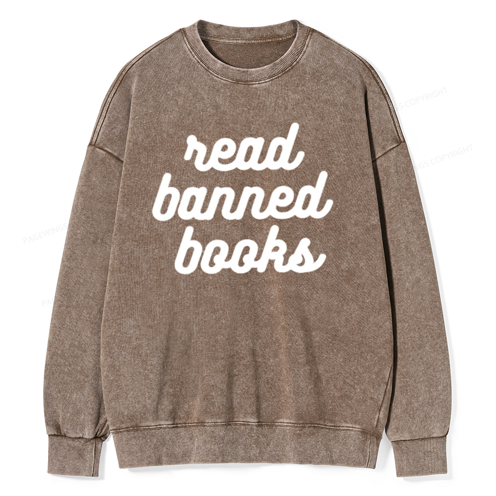 Pagewings Read Banned Books Unisex Tee Unisex Washed Sweatshirt