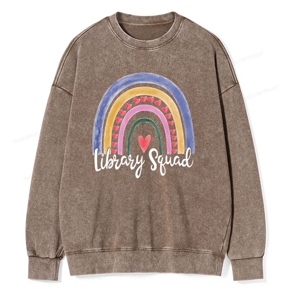 Pagewings Librarian Tee, Library Team Tee, Library Squad Shirt Unisex Washed Sweatshirt