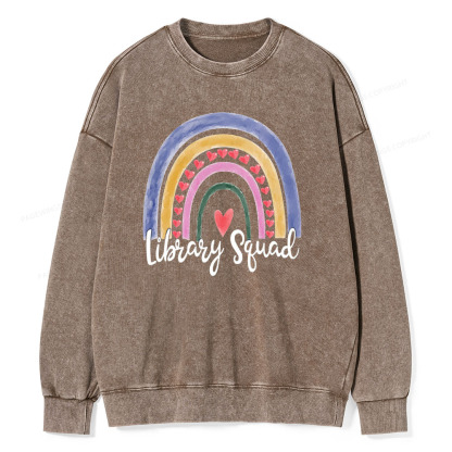 Pagewings Librarian Tee, Library Team Tee, Library Squad Shirt Unisex Washed Sweatshirt