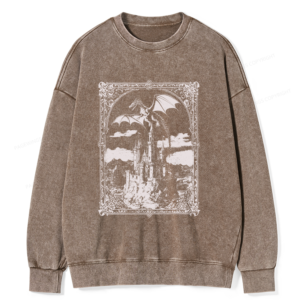 Pagewings Vintage Dragon Unisex Washed Sweatshirt