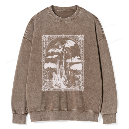 Pagewings Vintage Dragon Unisex Washed Sweatshirt