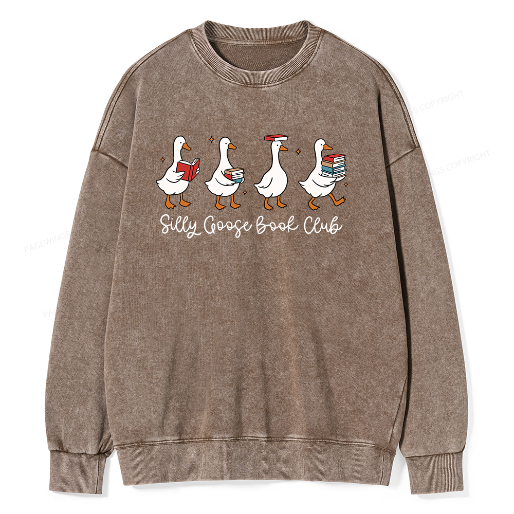Pagewings Silly Goose Book Club Unisex Washed Sweatshirt