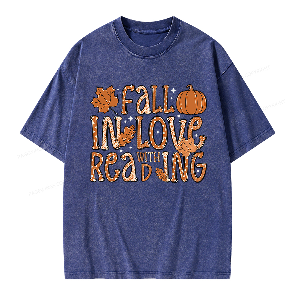 Pagewings Fall In Love With Reading Unisex Washed T-shirt