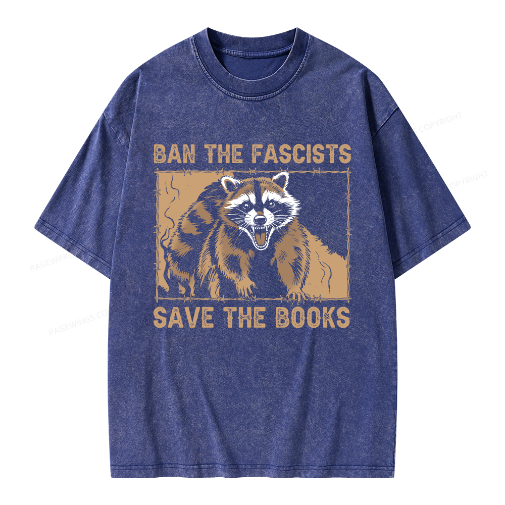 Pagewings Ban The Fascists Save The Books Unisex Washed T-shirt
