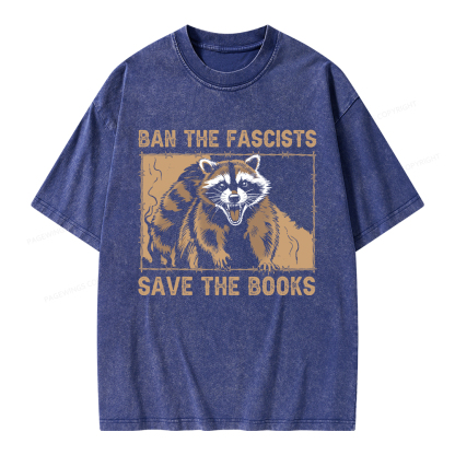 Pagewings Ban The Fascists Save The Books Unisex Washed T-shirt