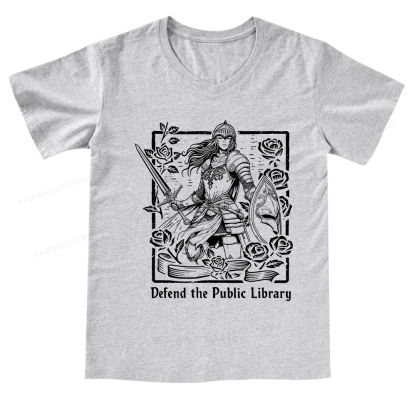 Pagewings Defend The Public Library V-neck T-shirt