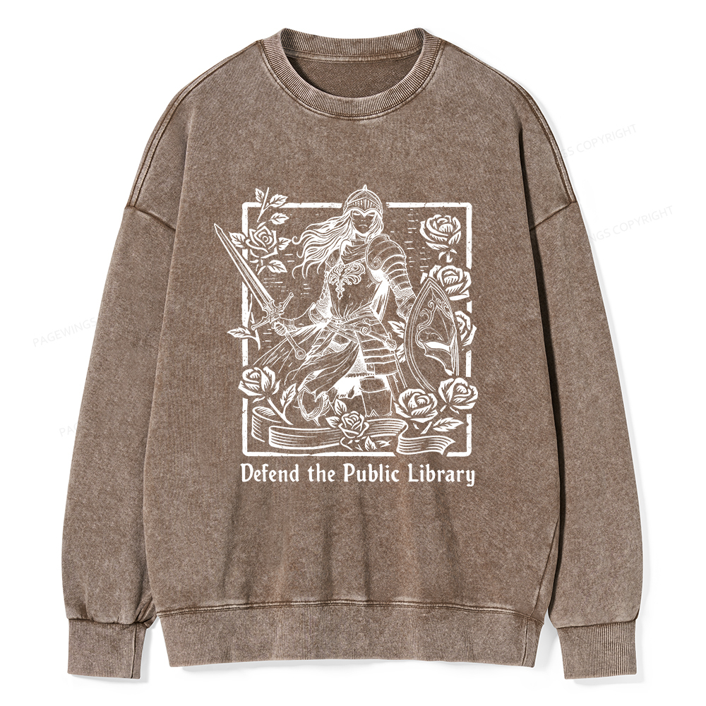 Pagewings Defend The Public Library Unisex Washed Sweatshirt
