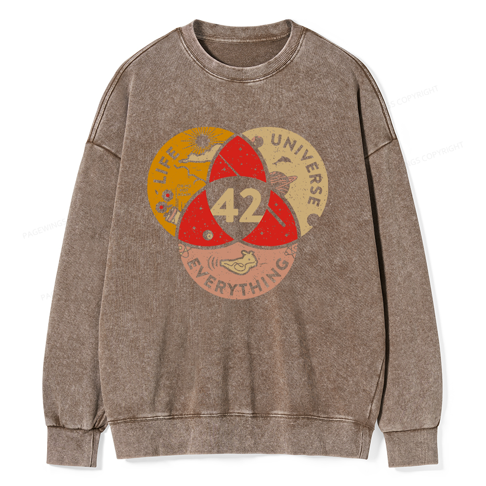 Pagewings 42 The Answer To Life The Universe And Everything Unisex Washed Sweatshirt