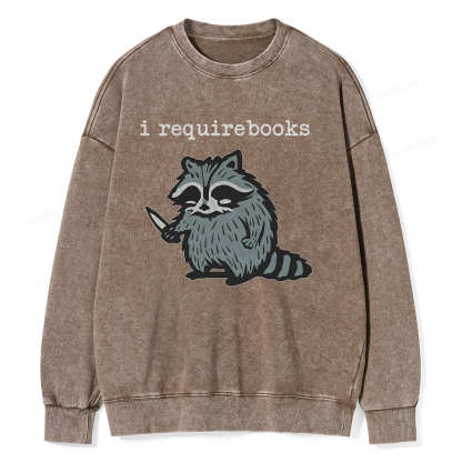Pagewings I Require Books Unisex Washed Sweatshirt