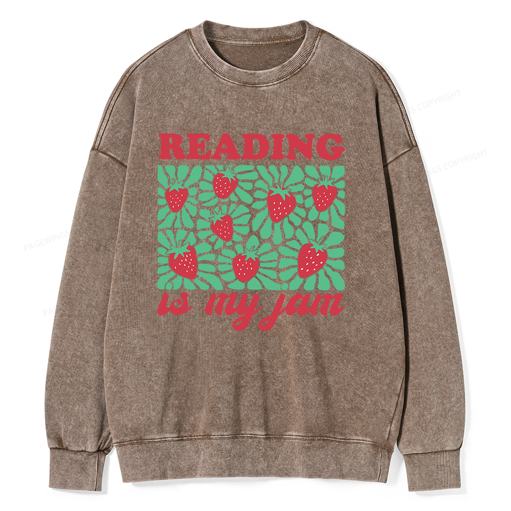 Pagewings Reading Is My Jam Unisex Washed Sweatshirt