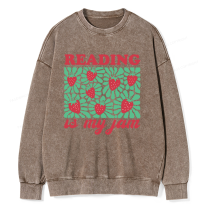 Pagewings Reading Is My Jam Unisex Washed Sweatshirt