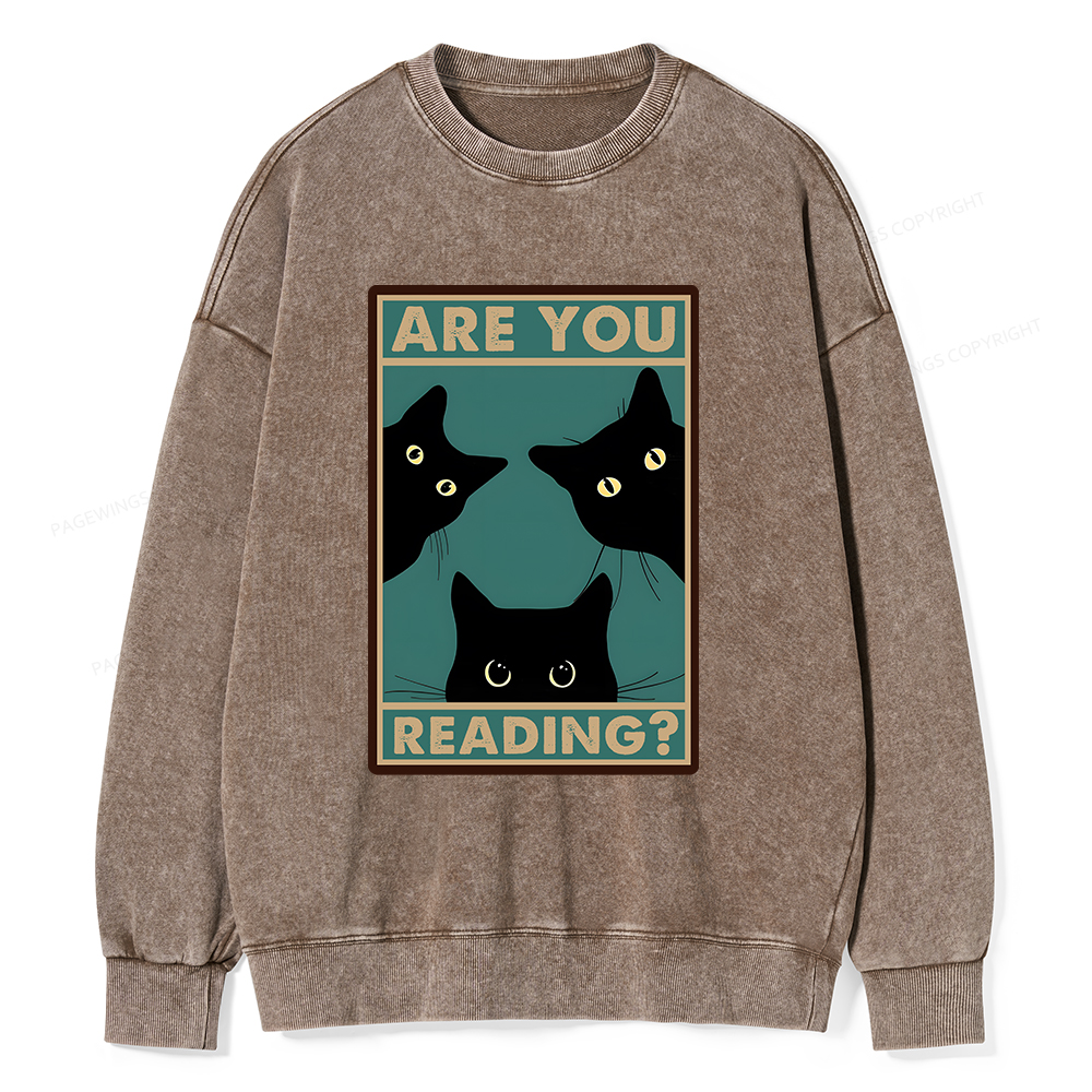 Pagewings Are You Reading Unisex Washed Sweatshirt