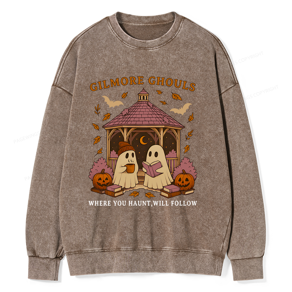 Pagewings Gilmore Ghouls Unisex Washed Sweatshirt