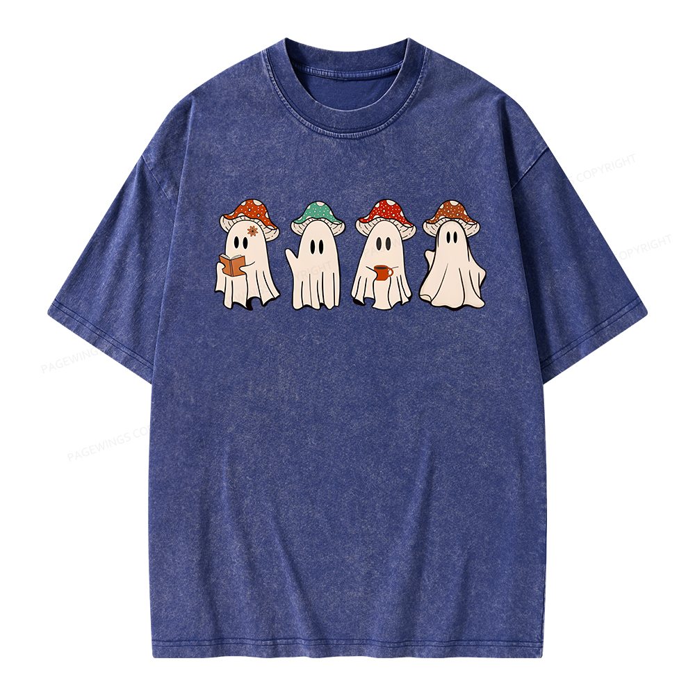Pagewings Ghostly Bookworm Unisex Washed T-shirt