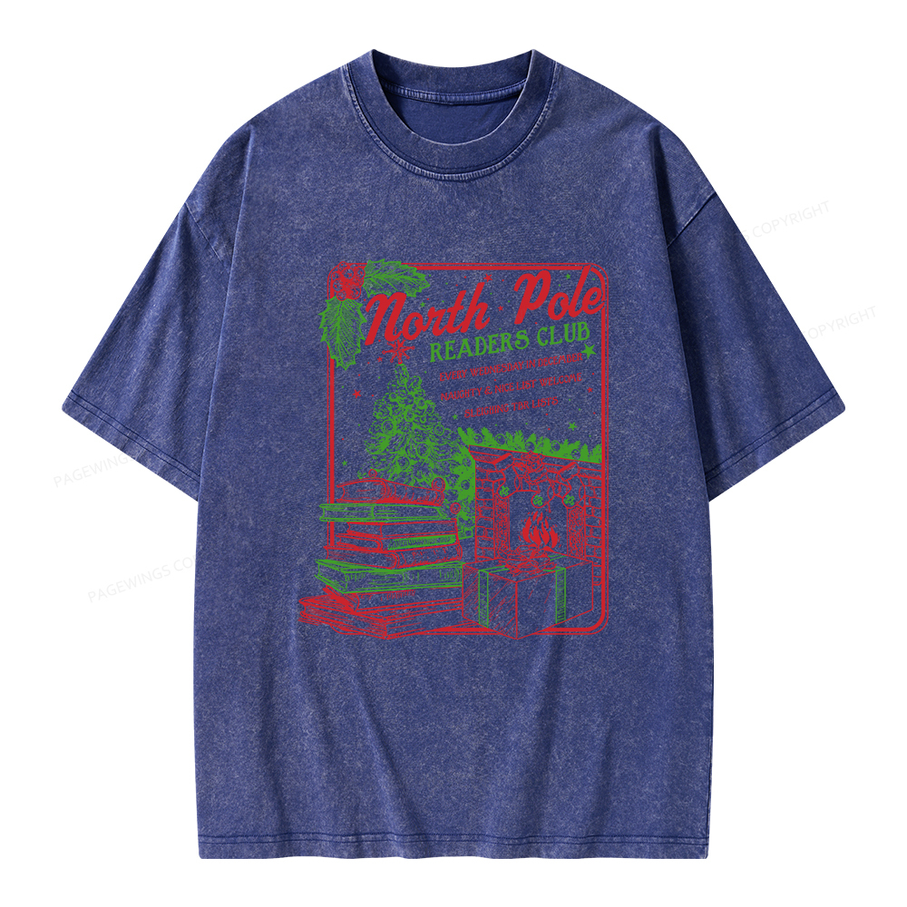 Pagewings Bookish Christmas Unisex Washed T-shirt