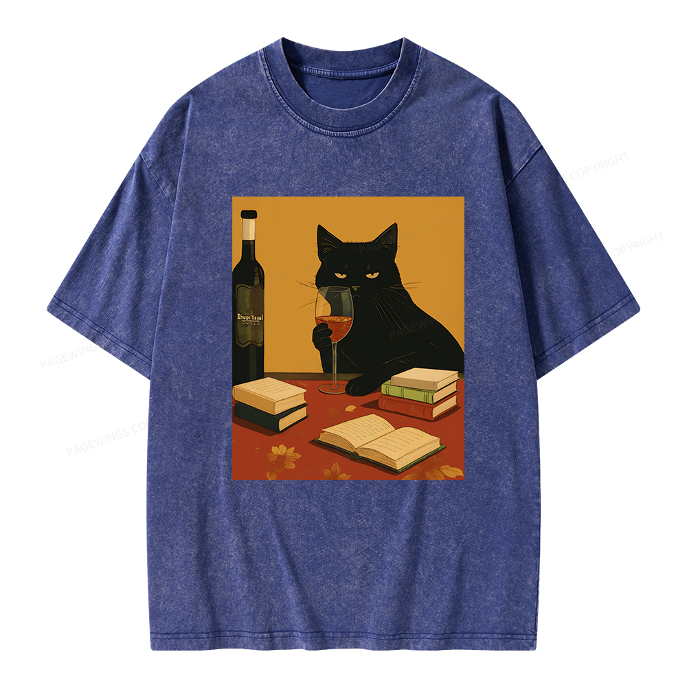 Pagewings Easily Distracted By Wine And Books Unisex Washed T-shirt