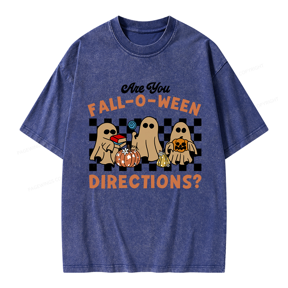 Pagewings Are You Fall-O-Ween Directions Unisex Washed T-shirt