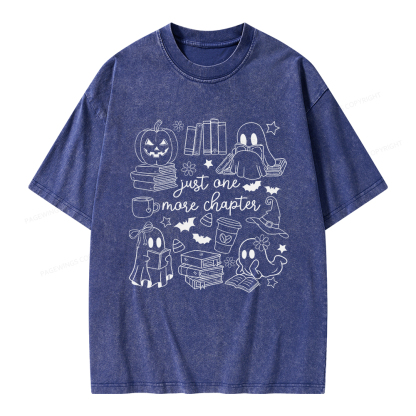 Pagewings Just One More Chapter Ghost Books Unisex Washed T-shirt