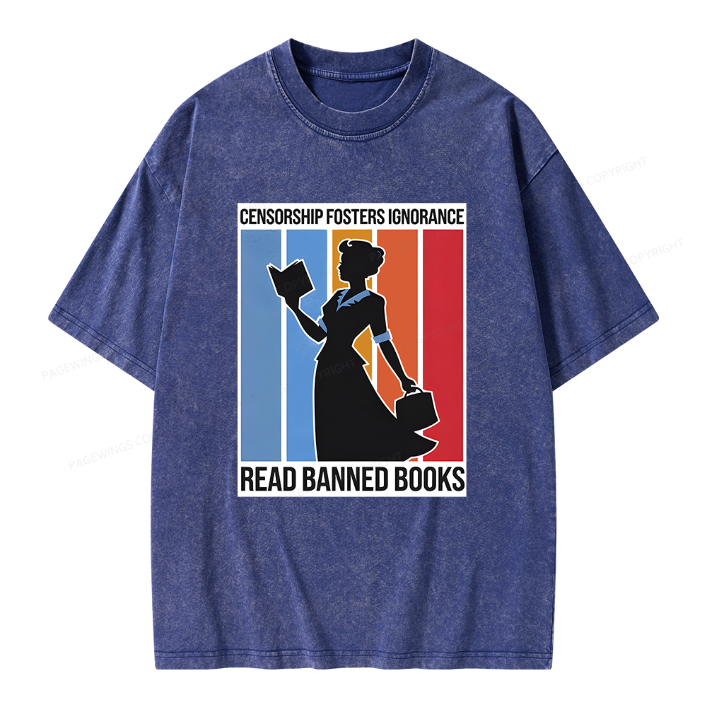 Pagewings Read Banned Books Unisex Washed T-shirt