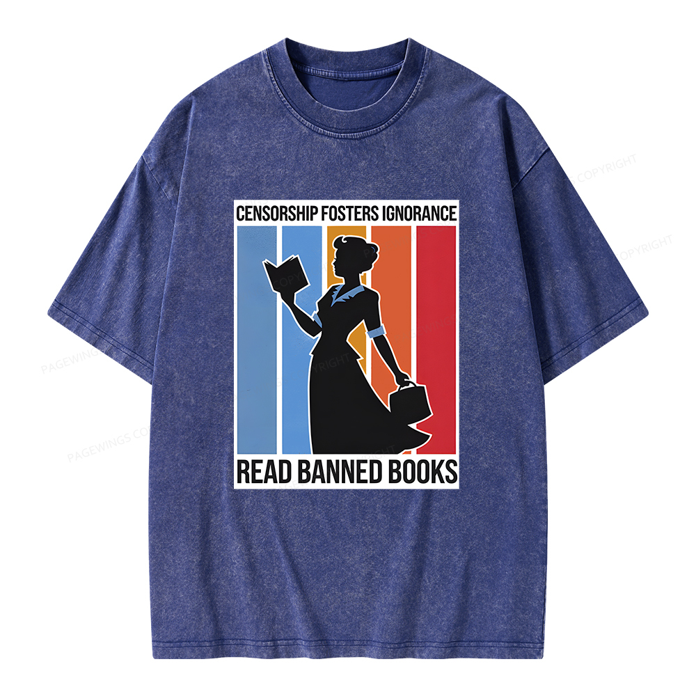 Pagewings Read Banned Books Unisex Washed T-shirt