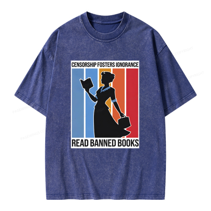 Pagewings Read Banned Books Unisex Washed T-shirt