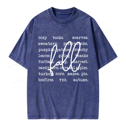 Pagewings Fall Cozy Season Book Lover Unisex Washed T-shirt