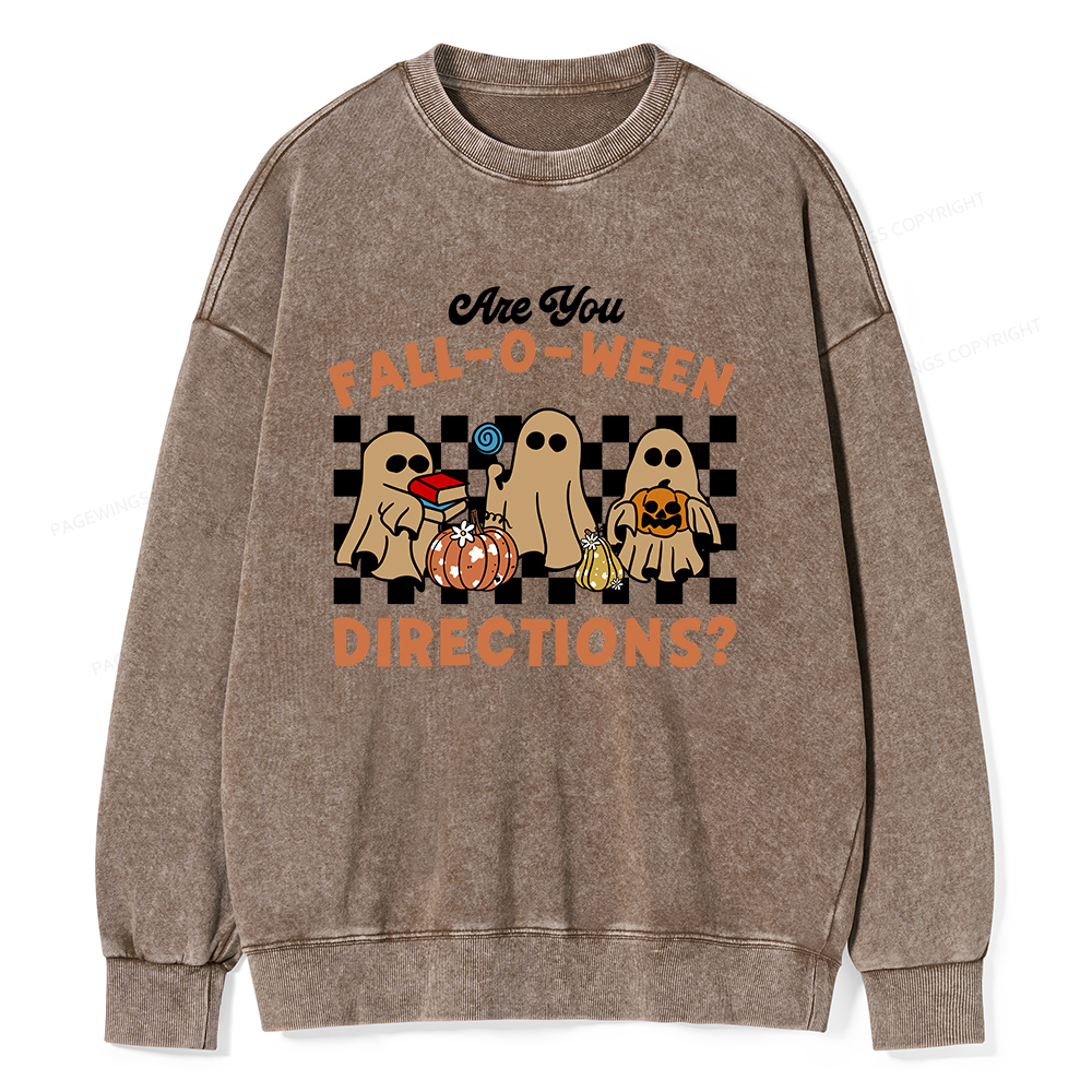 Pagewings Are You Fall-O-Ween Directions Unisex Washed Sweatshirt
