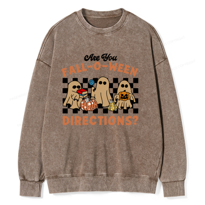 Pagewings Are You Fall-O-Ween Directions Unisex Washed Sweatshirt