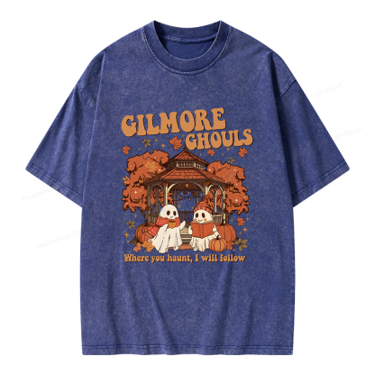 Pagewings Gilmore Ghouls Unisex Washed T-shirt
