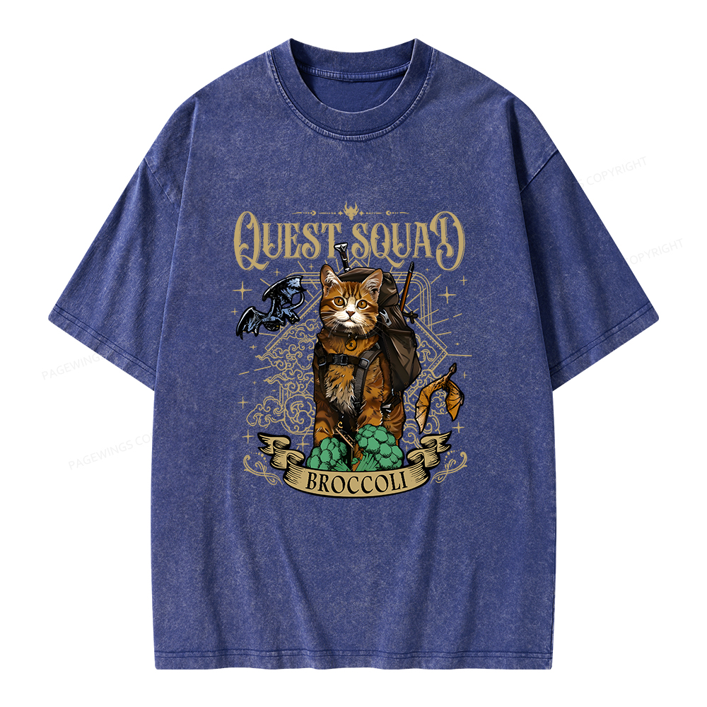 Pagewings Quest Squad Broccoli Unisex Washed T-shirt