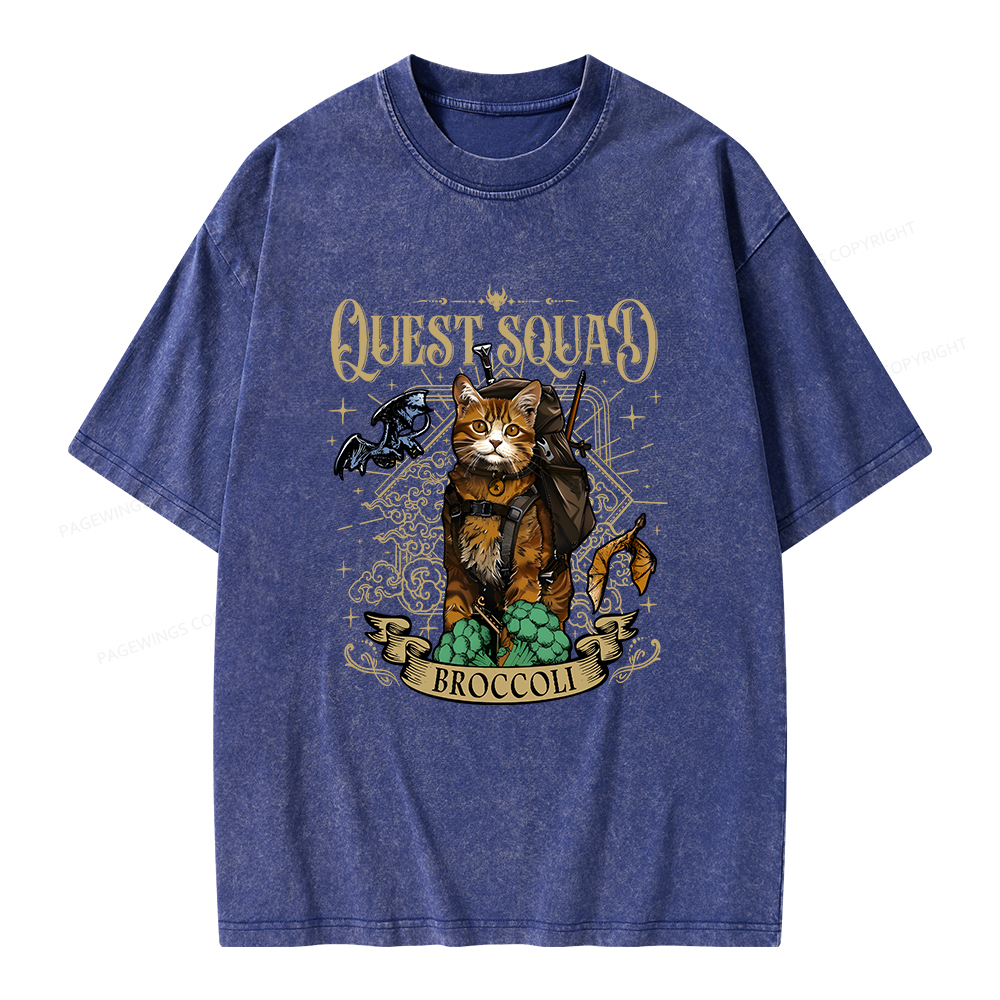 Pagewings Quest Squad Broccoli Unisex Washed T-shirt