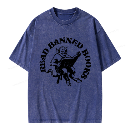 Pagewings Read Banned Books Unisex Washed T-shirt