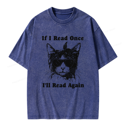Pagewings If I Read Once I'll Read Again Unisex Washed T-shirt