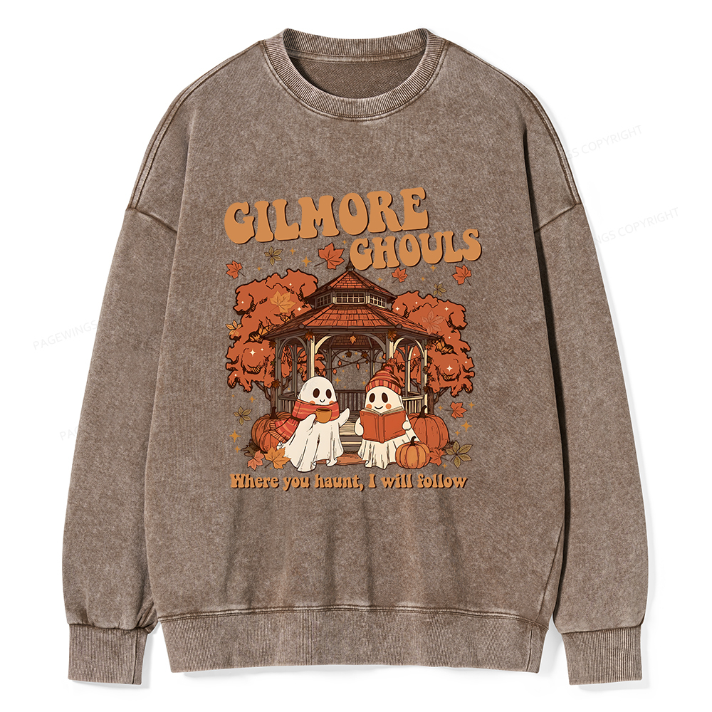 Pagewings Gilmore Ghouls Unisex Washed Sweatshirt