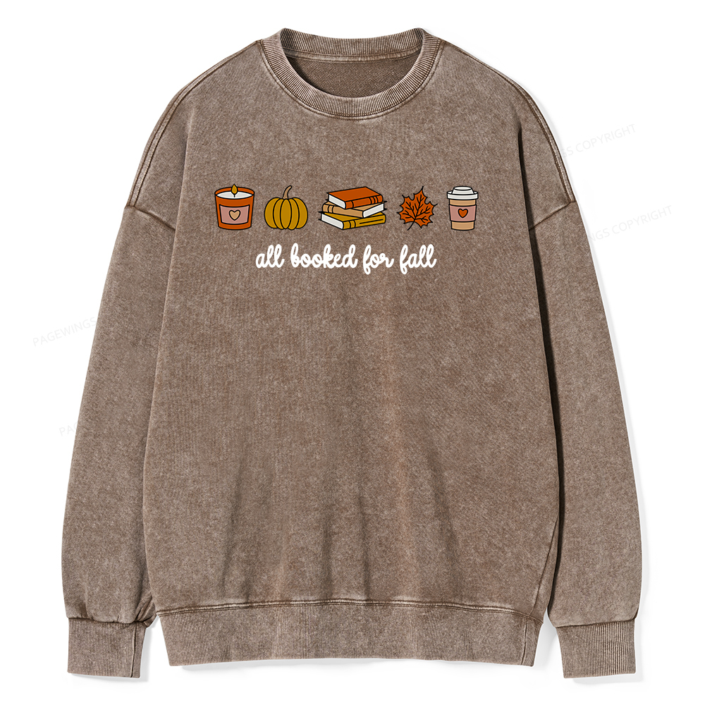 Pagewings All Booked For Fall Unisex Washed Sweatshirt