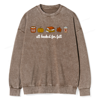 Pagewings All Booked For Fall Unisex Washed Sweatshirt