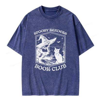 Pagewings Spooky Readers Book Club Unisex Washed T-shirt
