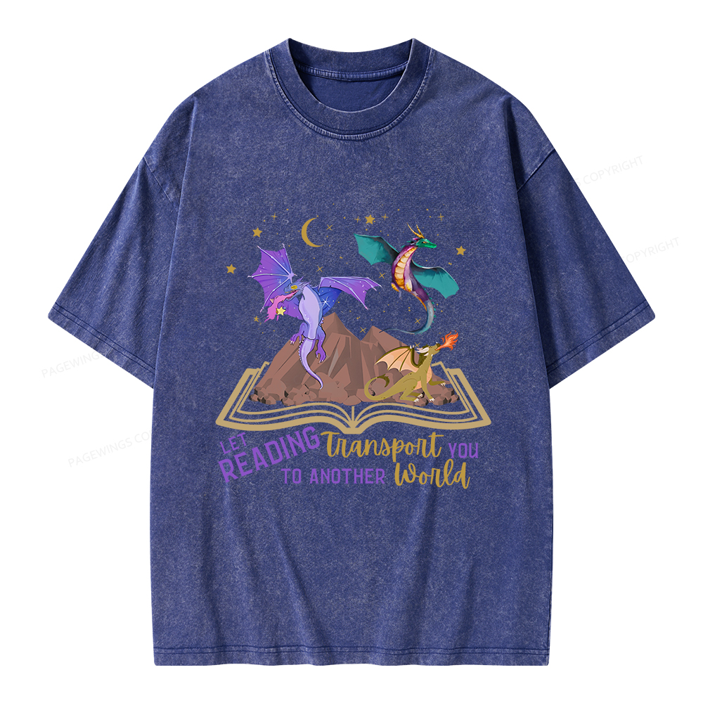 Pagewings Let Reading Transport You To Another World Unisex Washed T-shirt