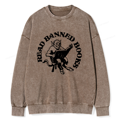 Pagewings Read Banned Books Unisex Washed Sweatshirt