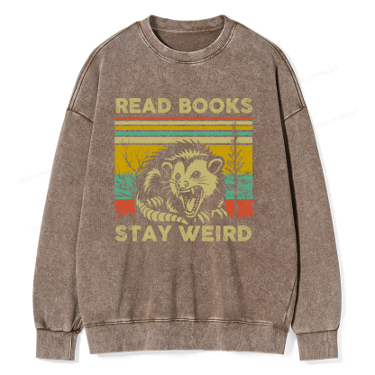 Pagewings Read Books Stay Weird Unisex Washed Sweatshirt
